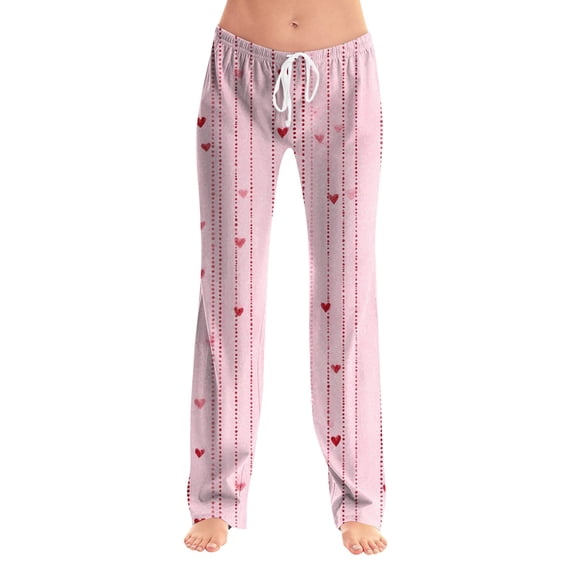KDDYLITQ Valentines Pajamas for Women Wide Leg Drawstring Pajamas Pants Floral Print Elastic Waist Sleep Bottoms Lounge Soft Sleepwear with Pocket Red 3XL