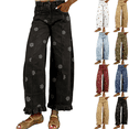 thumbnail image 1 of KDDYLITQ Wide Leg Jeans for Women 2026 Floral Print Ruffled Hem Jeans Y2k Patchwork Baggy Denim Trousers with Pockets Black S, 1 of 8