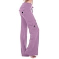 thumbnail image 1 of KDDYLITQ Women Cargo Pants High Waist Stretch Pant Wide Leg Drawstring Trousers Baggy Lounge Sweat Pants with Button Pocket Light Purple XL, 1 of 5