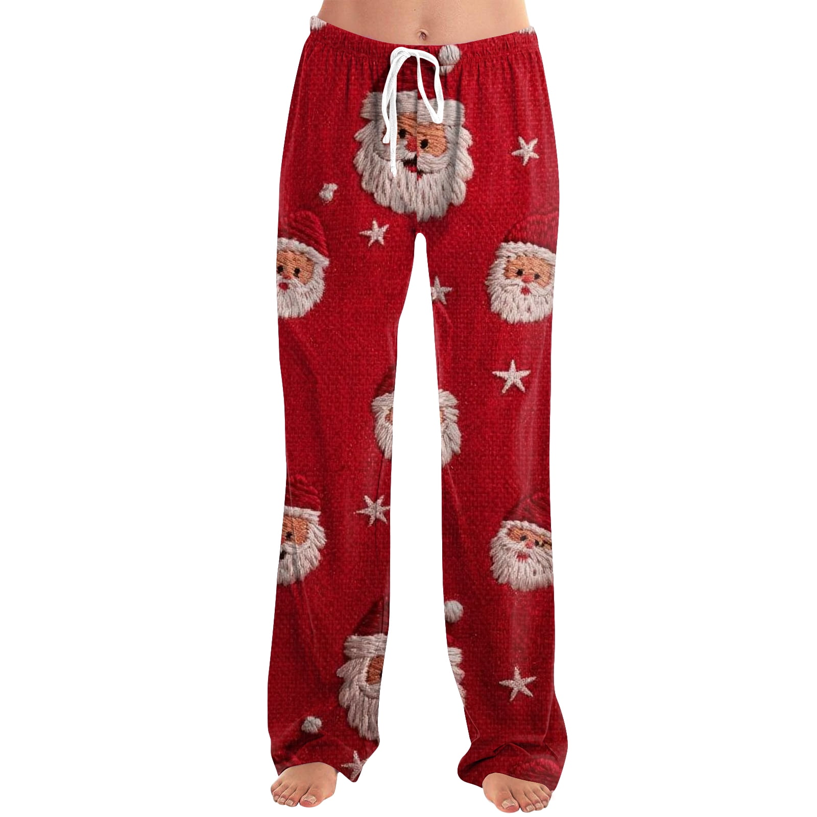 KDDYLITQ Women Christmas Pajama Pants Elastic Waist Red with Oversized ...