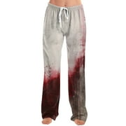 KDDYLITQ Women Halloween Pajama Pants Pumpkin Straight Wide Leg Sweatpants Bat Plus Size Sweat Trousers Spooky Season Oversized Pj Pants Comfy Dressy Trousers Hot Pink S