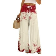 KDDYLITQ Women Halloween Pants Ghost Printed Plus Size Trousers I M FINE Oversized Loungewear Graphic Straight Leg Sweatpants Funny Joggers with Pocket Beige XL