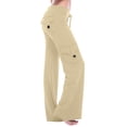 thumbnail image 1 of KDDYLITQ Women Pant High Waist Stretch Cargo Pants Flare Drawstring Yoga Pants Baggy Lounge Trousers with Button Pocket Beige XL, 1 of 5
