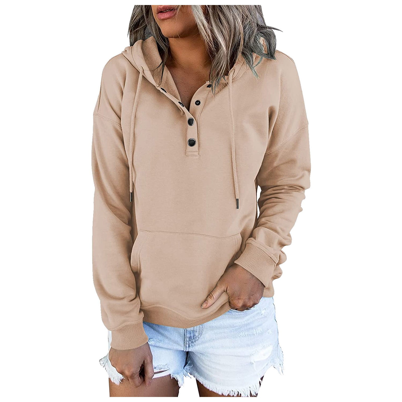 Kddylitq Swesweatshirts Hoodies for Women Knit Sweater Clips to Hold Sweater Together V Neck Long Sleeve Patchwork Mix Color Hooded 3/4 Zipper