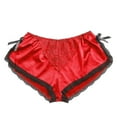 thumbnail image 1 of KDDYLITQ Women's Satin Lace Trim Sleep Shorts - Sexy Satin Lounge Shorts with Bows for Loungewear & Sleepwear Black 2XL, 1 of 9