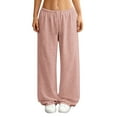 thumbnail image 1 of KDDYLITQ Women's Track Pants High Waisted Drawstring Sweatpants Wide Leg Plus Size Trousers Baggy Cotton Pants with Pocket Pink M, 1 of 6