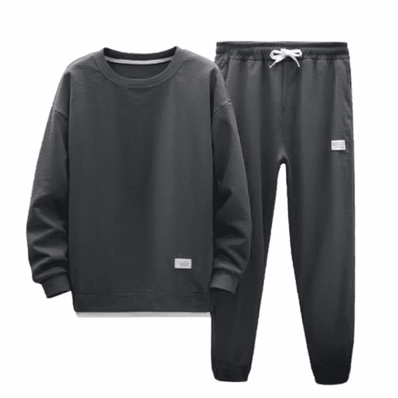 KDDYLITQ Womens 2 Piece Sweatsuit Crewneck Lounge Trendy Sweatshirts High Elastic Waisted Comfy Winter Sweatpants Baggy Travel Sets with Pockets Dark Gray M