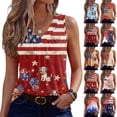 thumbnail image 1 of KDDYLITQ Womens 250 Anniversary Usa Shirts Freedom National Flag Print Sleeveless Tops 4th July Usa Star Stripes American Birthday Tanks 250 Years Birthday 2026 V Neck Blouses Multicolor M, 1 of 7