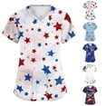 thumbnail image 1 of KDDYLITQ Womens 250 Anniversary Usa Shirts Patriotic Red White and Blue Short Sleeve Blouses American Birthday 250th Birthday Liberty Tees National Flag Print Fashion V Neck Tops Multicolor 4XL, 1 of 6