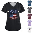 thumbnail image 1 of KDDYLITQ Womens 250 Year American Anniversary Tshirt Patriotic 250 Years Birthday V Neck Blouses Summer Printed Independence Tops Usa Flag Trendy Short Sleeve Scrubs T-Shirts Black 4XL, 1 of 7
