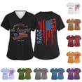 thumbnail image 1 of KDDYLITQ Womens 250th Anniversary Usa Tshirt Freedom Usa Star Stripes Short Sleeve Scrubs Tees Summer American Flag 4th Of July Blouses National Flag Print Floral V Neck Tops White L, 1 of 5