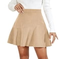 thumbnail image 1 of KDDYLITQ Womens Corduroy Mini Skirt A-Line Flared Skirt Pleated Faux Casual Skort Fall Cute Short Skirts Beige XL, 1 of 5