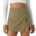 thumbnail image 1 of KDDYLITQ Womens Corduroy Skirt High Waisted Side Slit Skort a Line Bodycon Casual Shorts Fall Elegant Short Skirts Khaki M, 1 of 4