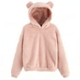 thumbnail image 1 of KDDYLITQ Womens Hoodies Cute Hooded Cozy Outerwear Cat Ear Long Sleeve Soft Tops Teddy Bear Ears Solid Loose Fit Pullover Y2k Fluffy Casual Dressy Sweat Shirts Pink 2XL, 1 of 4