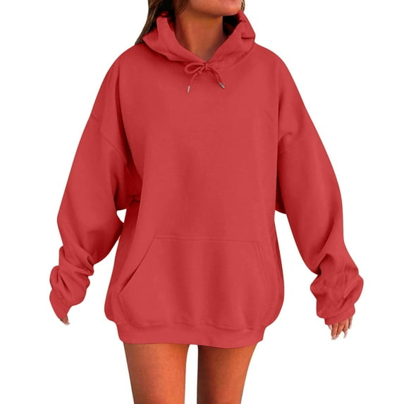 KDDYLITQ Womens Hoodies Y2k Hooded Lightweight 2025 Tops Oversized Drawstring Crew Neck Plus Size Hoodies Long Sleeve Loose Trendy Sweatshirts with Pockets Purple Pink 4XL