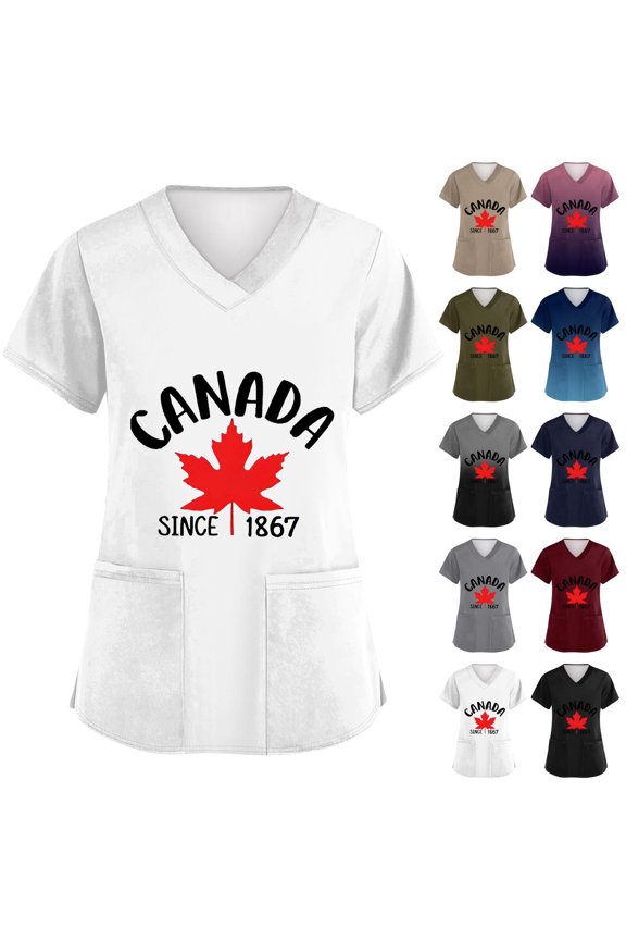 Womens Independence Day Freedom Tshirt Causal Usa Flag Short Sleeve Scrubs Blouses Vintage Printed Freedom T-Shirts 250th Birthday Loose V Neck Tops Blue M