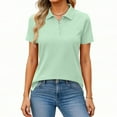 thumbnail image 1 of KDDYLITQ Womens Polo Shirts Short Sleeve Button Lapel Collared Summer Tops Business Casual Basic Tees Mint Green 3XL, 1 of 5