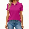 thumbnail image 1 of KDDYLITQ Womens Polo Shirts Short Sleeve Button Lapel Collared Summer Tops Business Casual Basic Tees Purple L, 1 of 5