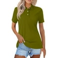 thumbnail image 1 of KDDYLITQ Women'S Polo Shirts Short Sleeve Loose Wicking Summer Shirts Breathable Collared Vintage Tees Army Green 2XL, 1 of 4