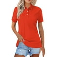 thumbnail image 1 of KDDYLITQ Womens Polo Shirts With Collar Short Sleeve Loose Summer Wicking Shirts Breathable Collared Vintage Golf Shirts Saffron L, 1 of 4