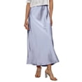 thumbnail image 1 of KDDYLITQ Womens Satin Skirts a Line Solid Color Maxi Skirt Flared High Waisted Elegant Skirt Casual Long Skirts Purple Pink M, 1 of 4
