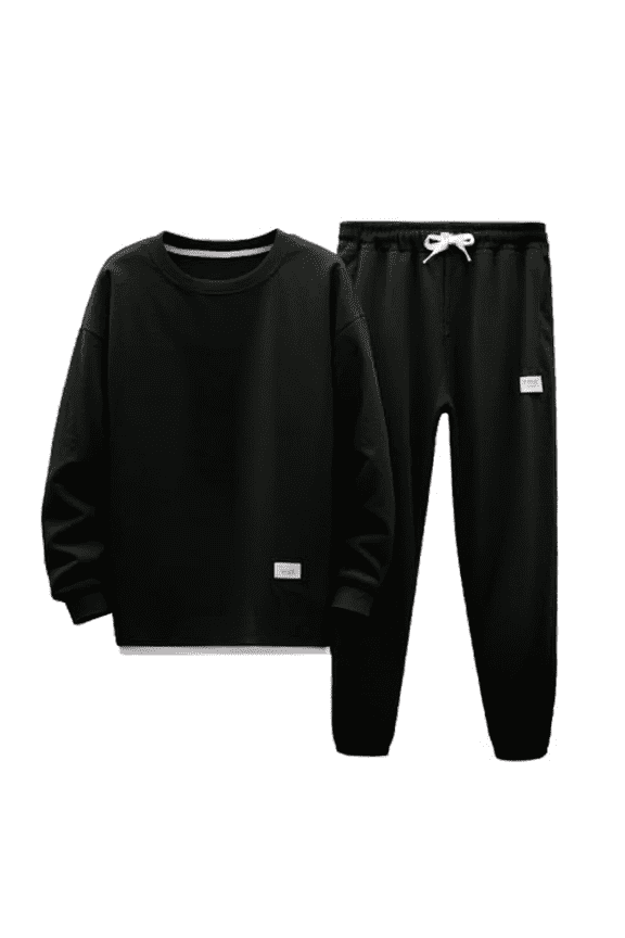 Womens Sets Oversized Casual Fall Pullover Drawstring Comfy Travel Jogging Suits Lounge Matching Outfits with Pockets Black 3XL