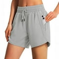 thumbnail image 1 of KDDYLITQ Womens Shorts Quick Dry Drawstring Running Shorts High Waisted Sporty Short Pants Gym Liner Trouser with Zipper Pockets Light Gray M, 1 of 4