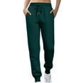 thumbnail image 1 of KDDYLITQ Womens Sweatpants Fleece Drawstring Joggers High Elastic Waisted Trousers Athletic Comfy Pants with Pocket Dark Green 2XL, 1 of 4