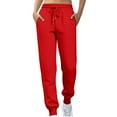 thumbnail image 1 of KDDYLITQ Womens Sweatpants Fleece Joggers High Elastic Waisted Drawstring Pants Lounge Work Trousers with Pocket Red XL, 1 of 4