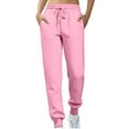 thumbnail image 1 of KDDYLITQ Womens Sweatpants Straight Leg Drawstring Joggers Fleece Pants Workout Comfy Trousers with Pocket Pink S, 1 of 4