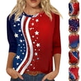 thumbnail image 1 of KDDYLITQ Womens U.s. 250th Anniversary Tshirt Freedom 250 Years Birthday Crew Neck T-Shirts Causal American Flag Fourth Of July Tops Printed Basic 3/4 Sleeve Blouses Red 3XL, 1 of 5