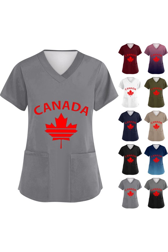 Womens United States 250th Anniversary Shirts Liberty 250th Birthday Short Sleeve Scrubs Blouses Summer Red White and Blue Fourth Of July Tees National Flag Print Cute V Neck Tops Blue S