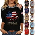 thumbnail image 1 of KDDYLITQ Womens United States 250th Anniversary Tshirt Liberty American Flag Crew Neck T-Shirts Patriotic National Flag Print American Birthday Tops Red White and Blue Loose 3/4 Sleeve Tees Black S, 1 of 4