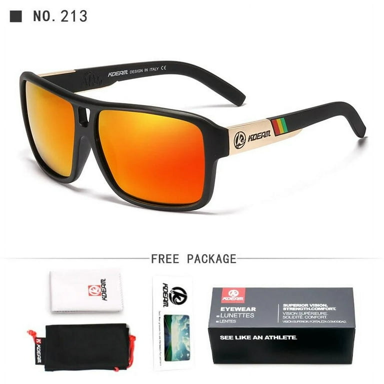 KDEAM Brand Design Fashion Polarized Sunglasses Men Beach Shades Sports  Male Sun Glasses Cool Women Unisex Square Sunglass 