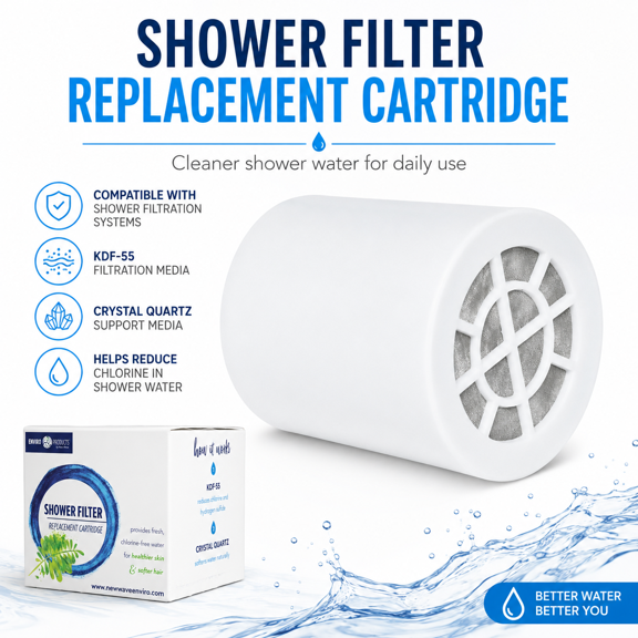 KDF-55 Shower Filter Replacement Cartridge for Compatible Shower Filtration Systems