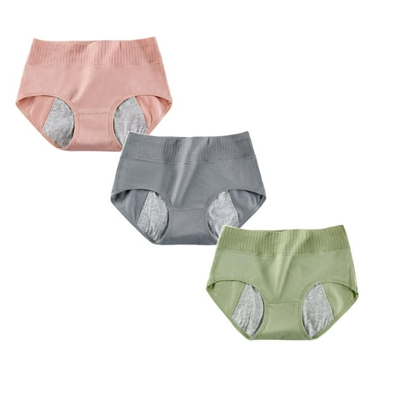 KDFJPTH 3 Pack Leakproof Panties for Women 4 Layer Underwear Ladies Breathable Panties