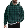 thumbnail image 1 of KDFJPTH Black Hoodie Men Hooded Collar Hoodies Pullover Plaid Print Green Xxxl, 1 of 3