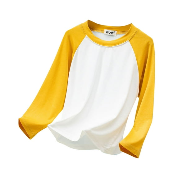 KDFJPTH Boys Shirts Crew Neck Long Sleeve Raglan Patchwork Fall Casual Loose T Shirts for Boys Size 6-7Y