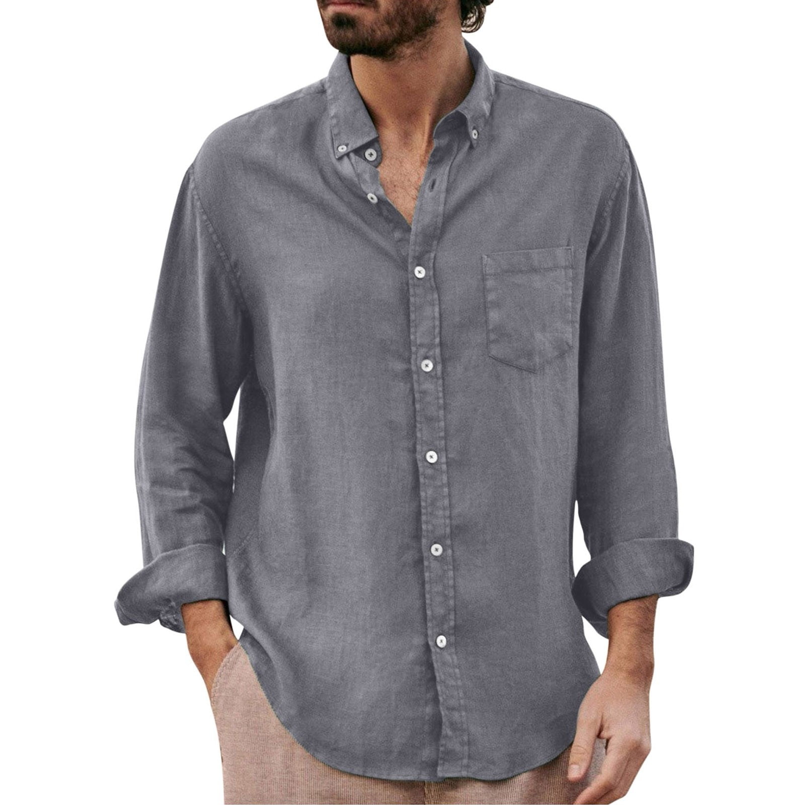 KDFJPTH Cardigan Shirt For ManButton BeachCasual Loose Shirt Collar Dress  Shirt 70s Shirts Men - Walmart.com