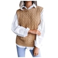 thumbnail image 1 of KDFJPTH Cardigan Sweaters for Women Sleeveless Sweater Vests Sweater Solid Print Khaki L, 1 of 7