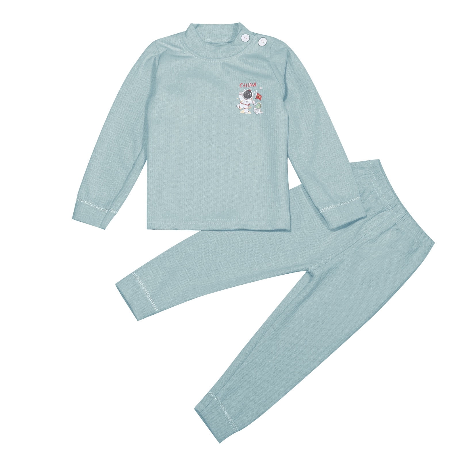 KDFJPTH Children's Warm Set Boys And Girls Baby Homewear Cartoon Printing Pajamas Large Long