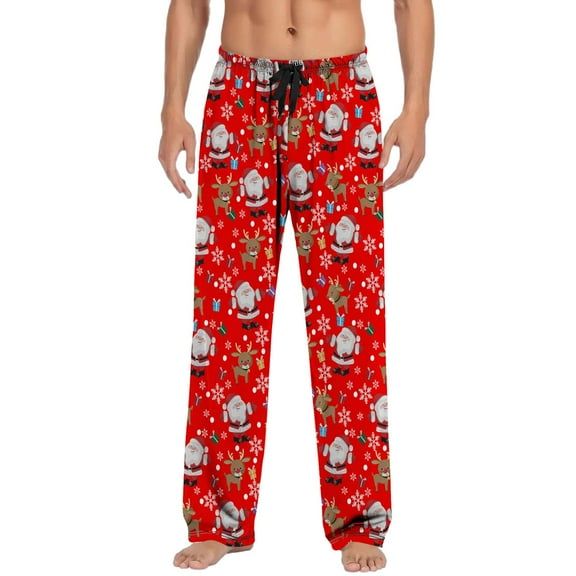 KDFJPTH Christmas Mens Casual Pants Pajama Pants With Drawstring And Pockets Christmas Gift Bedroom with Big Foam