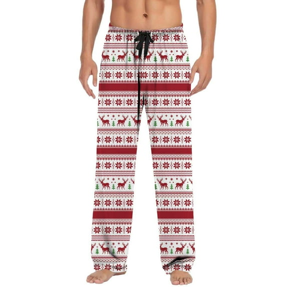 KDFJPTH Christmas Mens Casual Pants Pajama Pants With Drawstring And Pockets Christmas Gift Big And Tall Pants Mens Christmas Pants