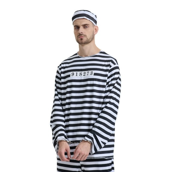 KDFJPTH Couples Prisoner Jail Inmate Outfit For Stage Performances & Roleplay Mace Club