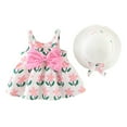 thumbnail image 1 of KDFJPTH Cute Sweet Flower Print Summer Princess Dresses With Straw Hat 2 Piece Set Vacation Casual Sleeveless Dress, 1 of 3