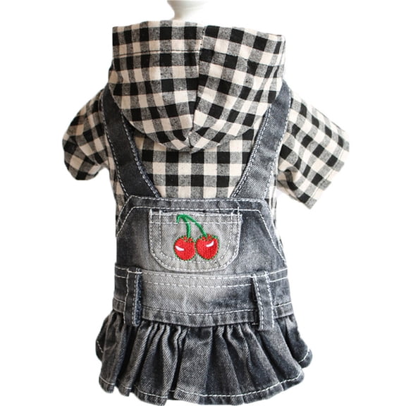 KDFJPTH Fruit Embroidered Pet Dog Dress Stripe Plaid Puppy Denim Hoodie Jacket Pet Rack Pet for Small Dogs Girl Pet for Small Dogs Boy Pet for Small Dogs Tutu Pet