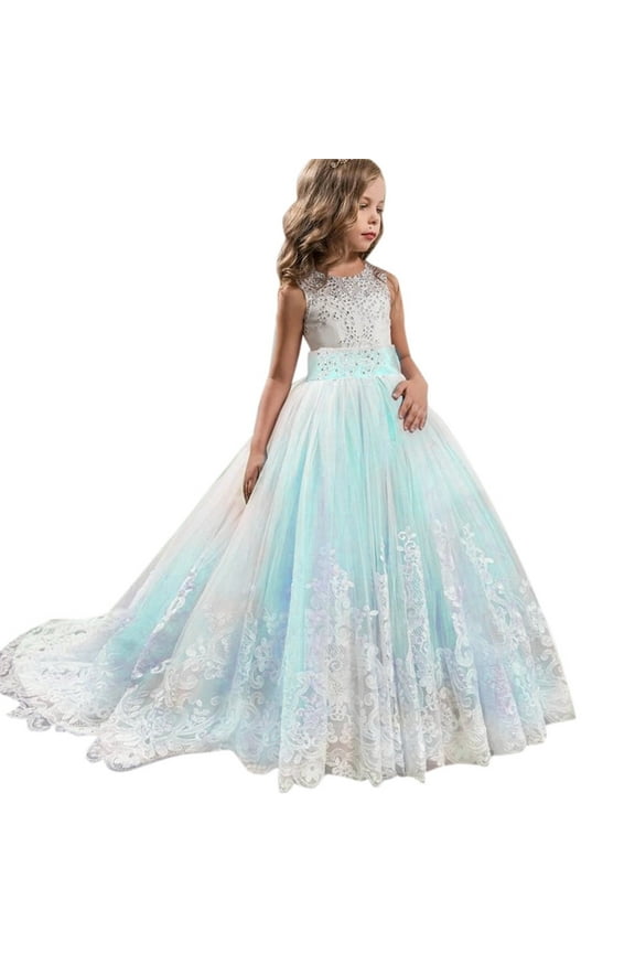 Girl Party Dress Tulle Tutu Lace Bridesmaid Gown Princess Pageant Wedding Girls Dress Skirt Two Piece Dresses for Girls Girls Sweaters 8 Girls 6 Easter Dress Fan Dress 6 Year Old Girl