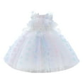 thumbnail image 1 of KDFJPTH Girl's Flower Sequin Princess Dress Summer Sleeveless Multi Layer Long Skirt Waist Pearl Decoration, 1 of 6