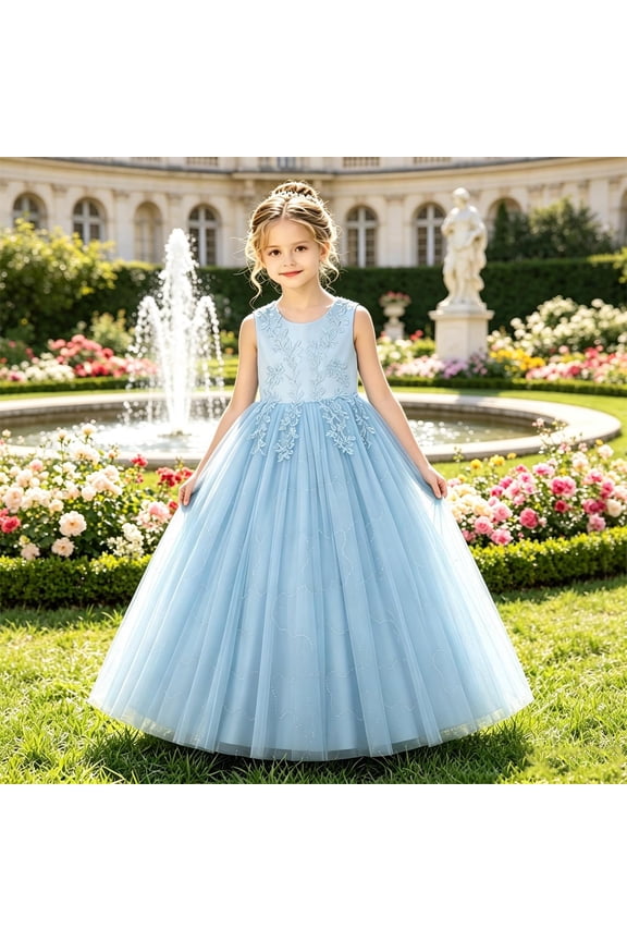Girls Dresses Formal Long Wedding Tutu Gown Fancy Formal Party Frock Dress