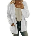 thumbnail image 1 of KDFJPTH Hood Jacket Women Women Casual Plus Size Plush Sweater Pockets Outerwear Buttons Cardigan Coat, 1 of 7